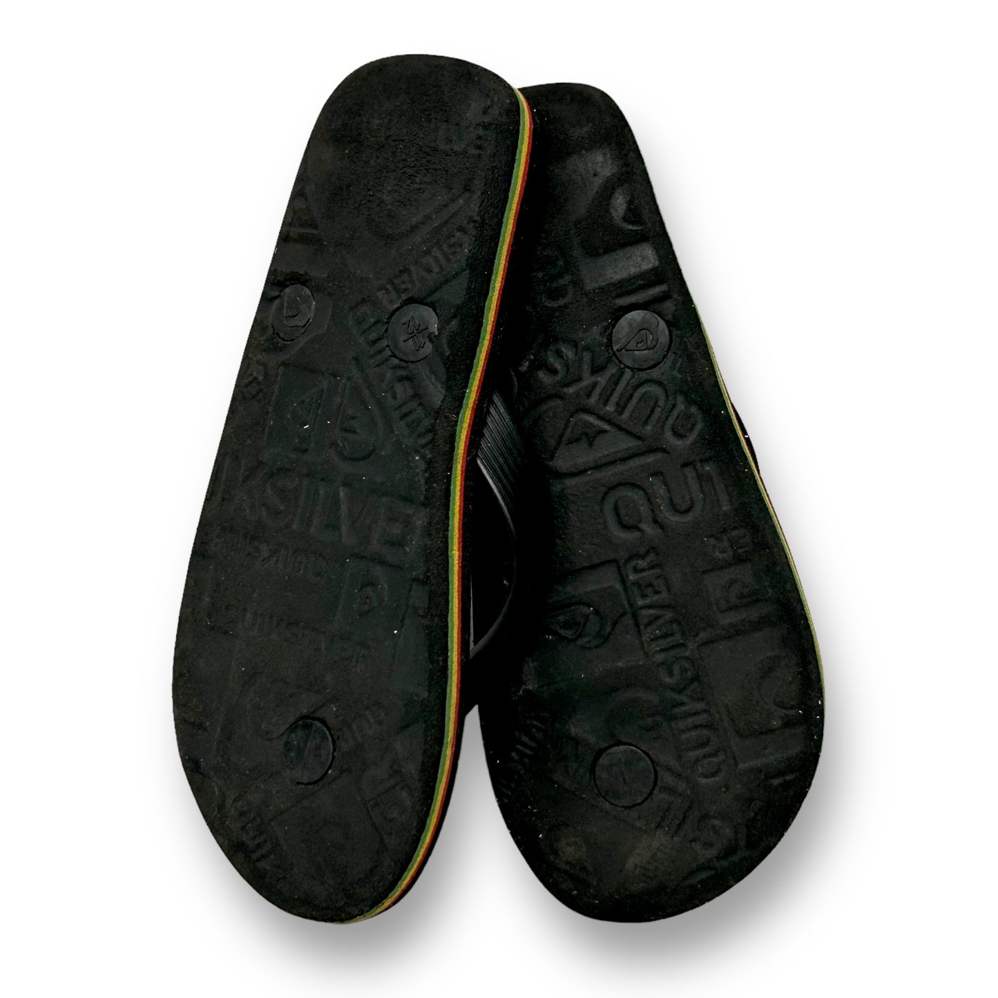 Boys Quicksilver Flip Flops Size 11/12 Kids Black Thong Sandals