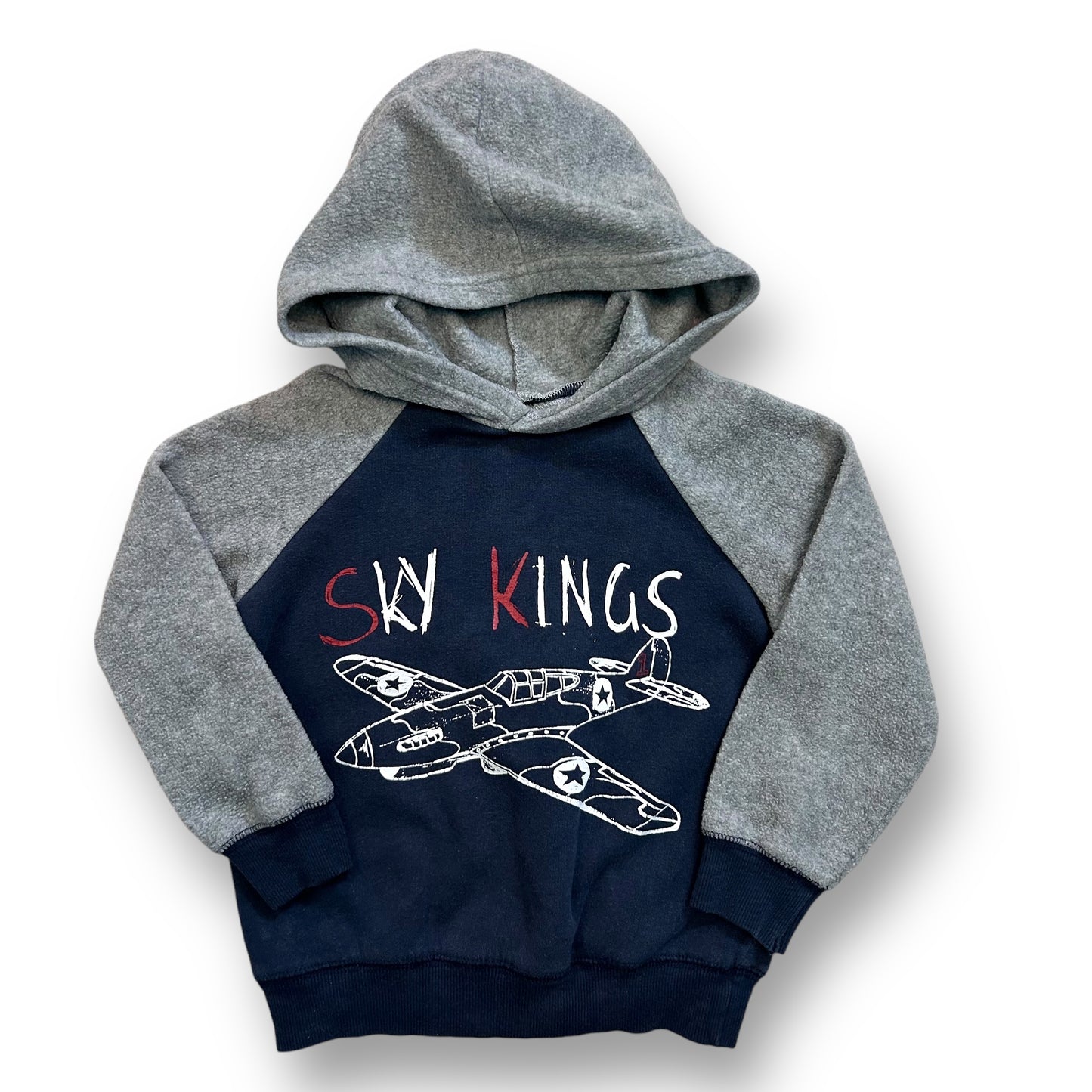 Boys Size 4T Hoodie Blue & Gray Sky Kings Airplane Sweatshirt