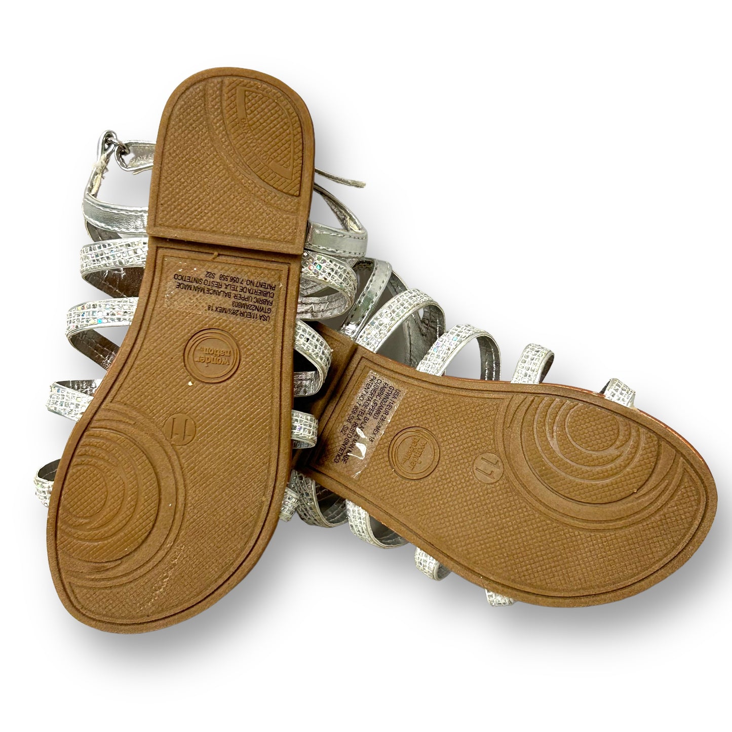 NEW! Girls Sandals Size 11 Silver Sparkly Adjustable Strap Flats