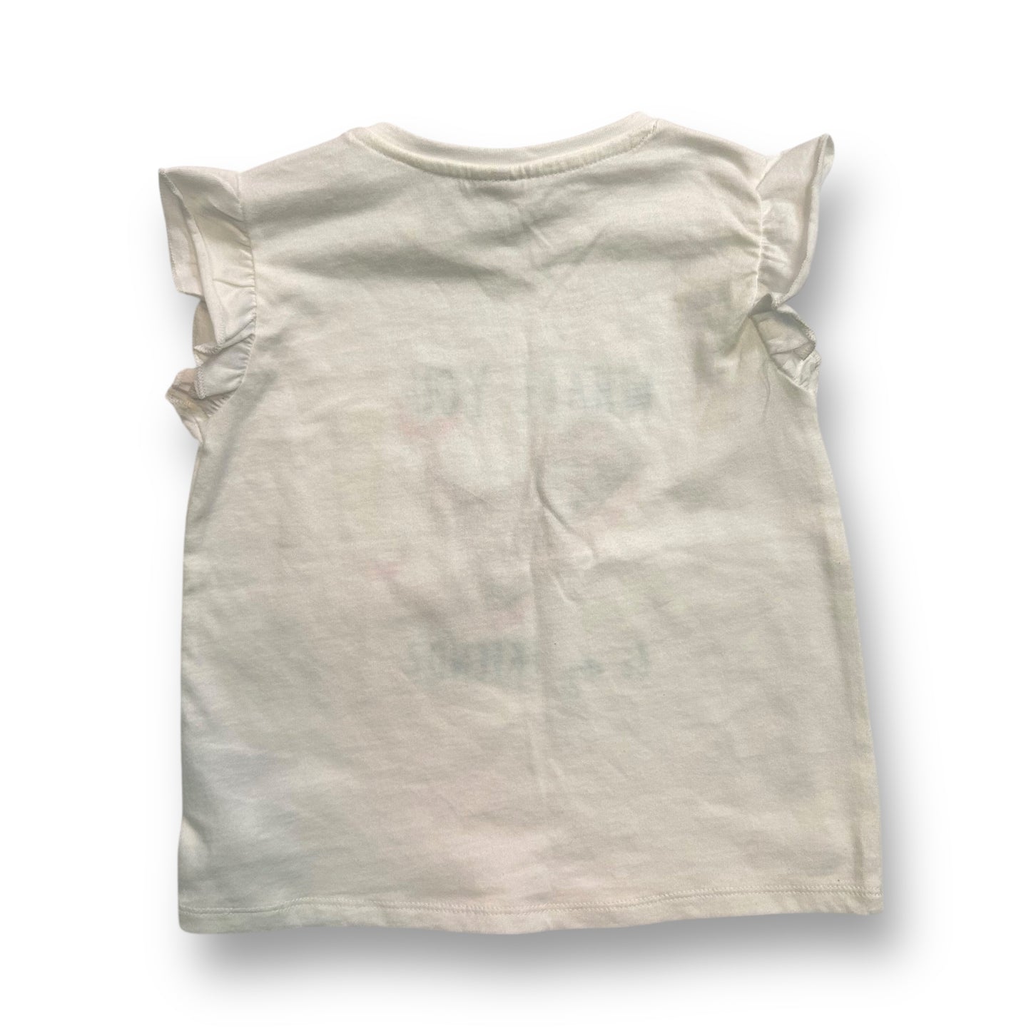 NEW! H&M Kids Size 2T Girls Flutter Sleeve Shirt White Whale Short Sleeve Tee
