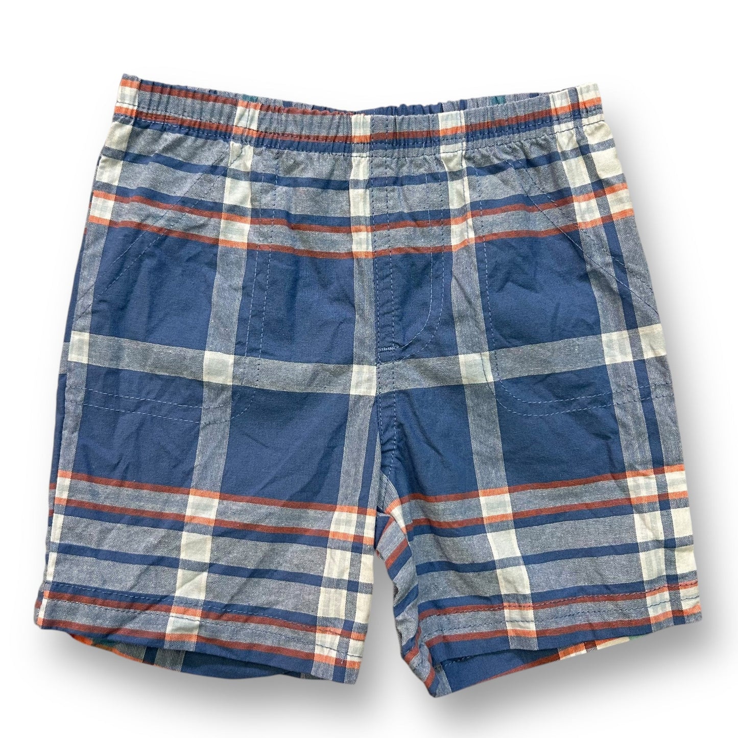 Toddler boys' blue plaid shorts with red and white checkered pattern