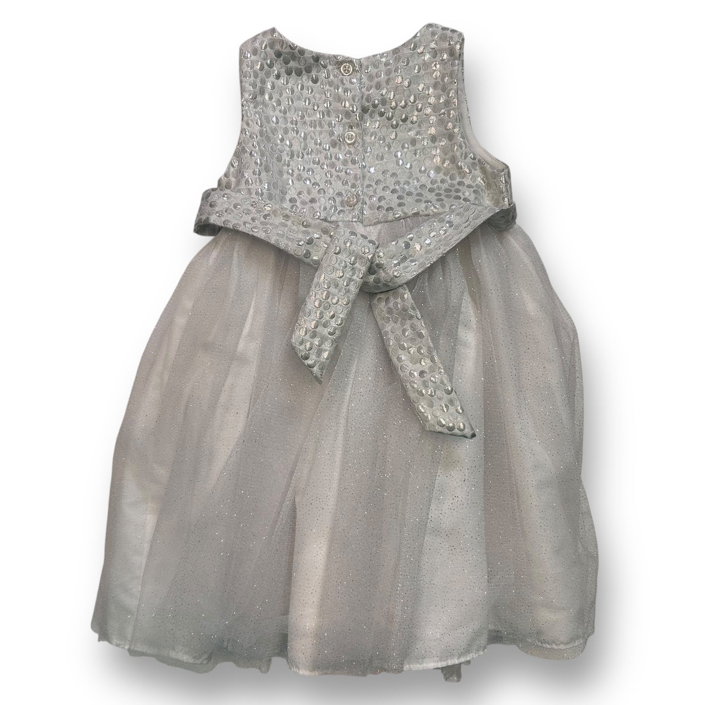 Toddler Girls Size 2 White Formal Shimmery Silver Tulle Special Occasion Dress