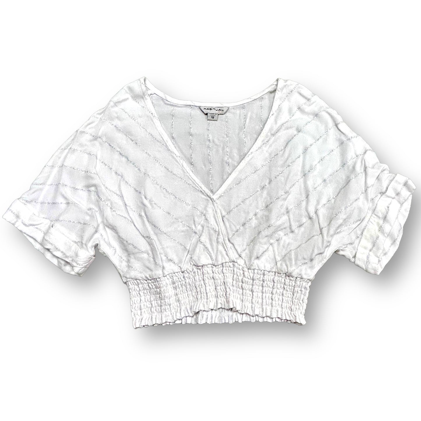 Habitual Girl Youth Size 12 Short Sleeve Pullover Cropped Blouse