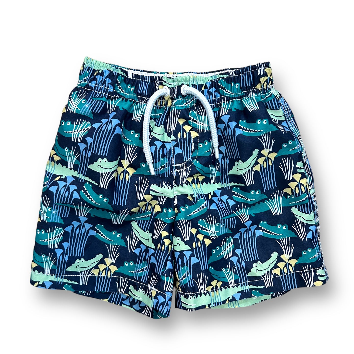 Gymboree Boys Size 18-24 Months Navy Alligator Print Swim Trunks