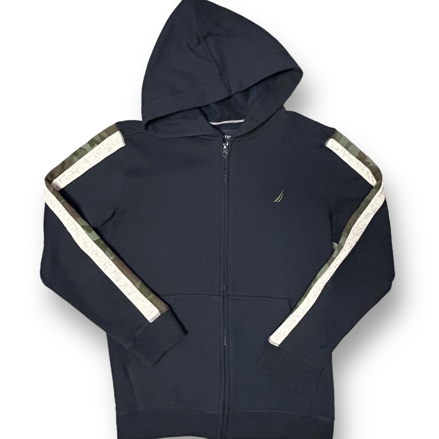 Nautica Youth Boy Full Zip Hoodie Size 14/16 Navy & Camo Sweatshirt