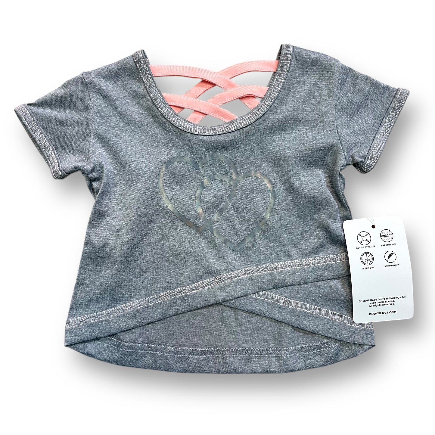 NEW! Girls Body Glove Size 3-6 Months Gray Short Sleeve Top