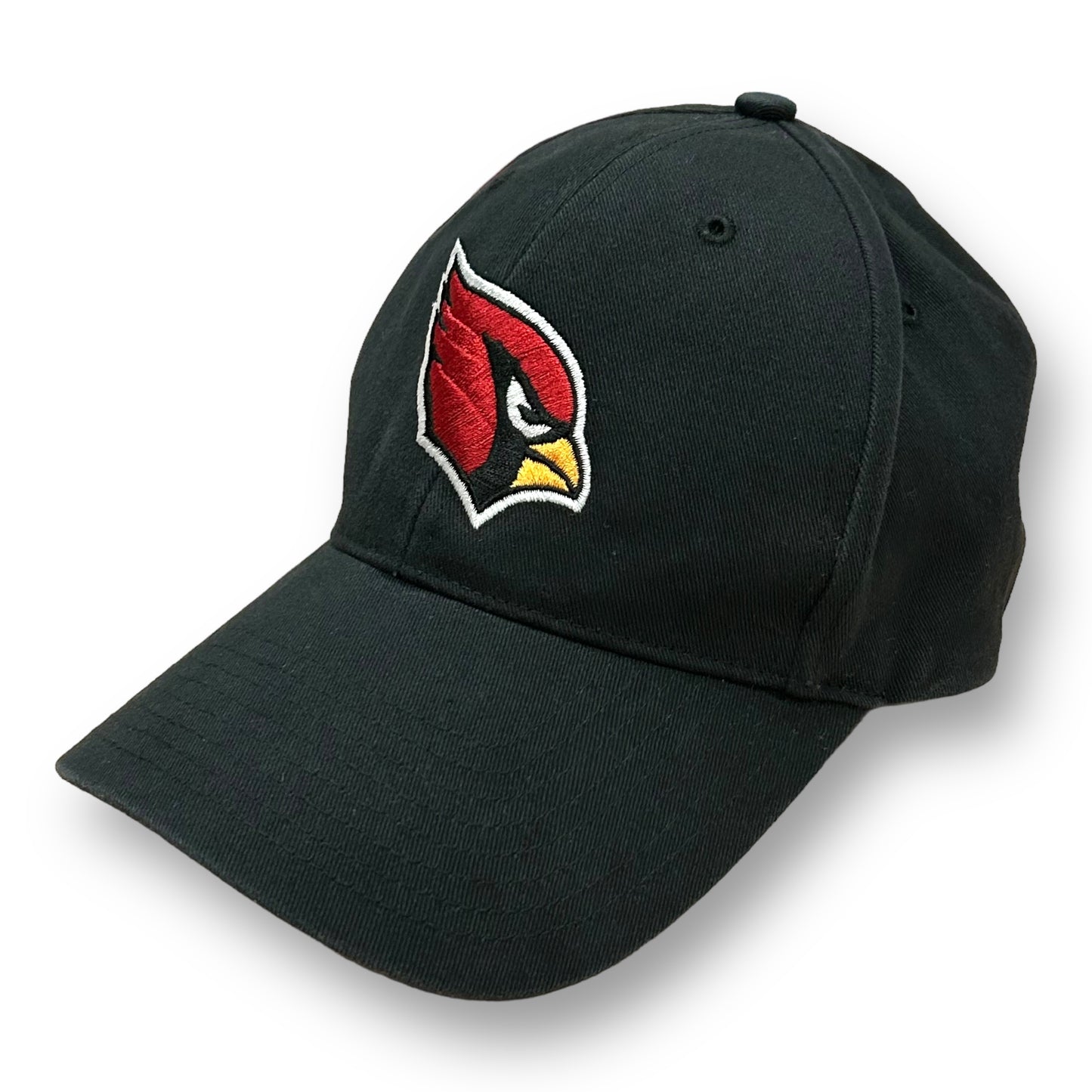 Youth-sized black adjustable hat with the NFL Arizona Cardinals logo on the front.