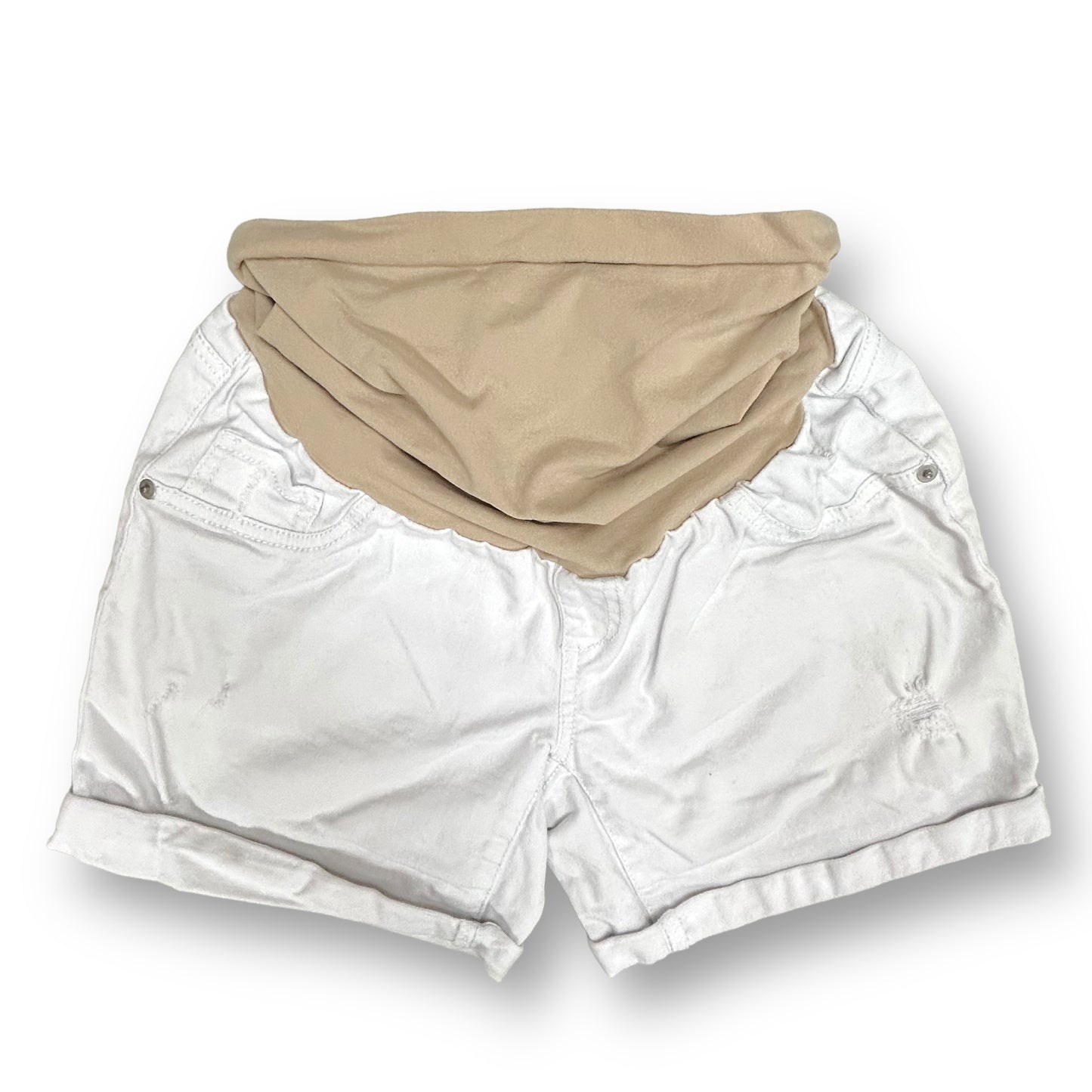 Motherhood Maternity Small Jean Shorts Full Panel Stretch White Denim