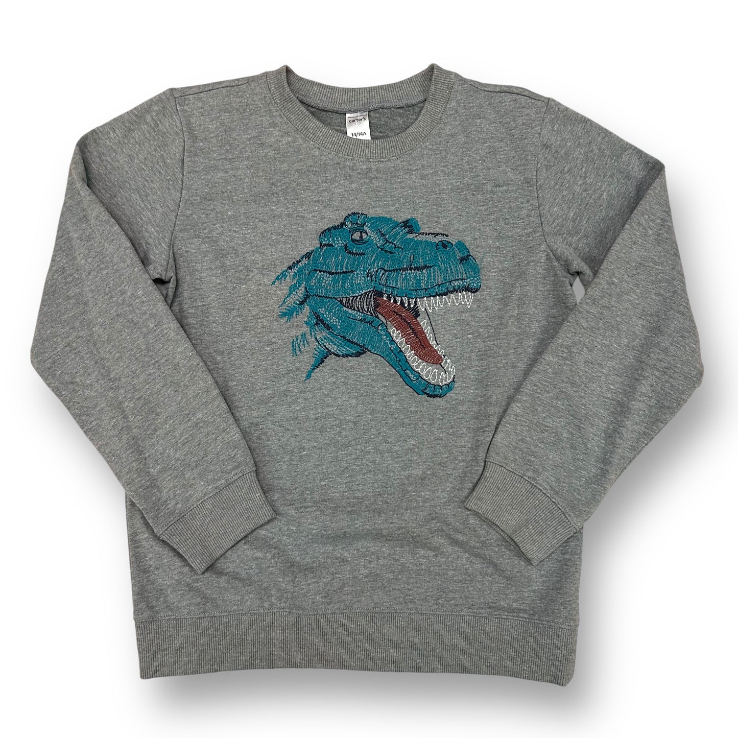 Carter's Youth Boy Size 14 Embroidered Dinosaur Pullover Gray Sweatshirt