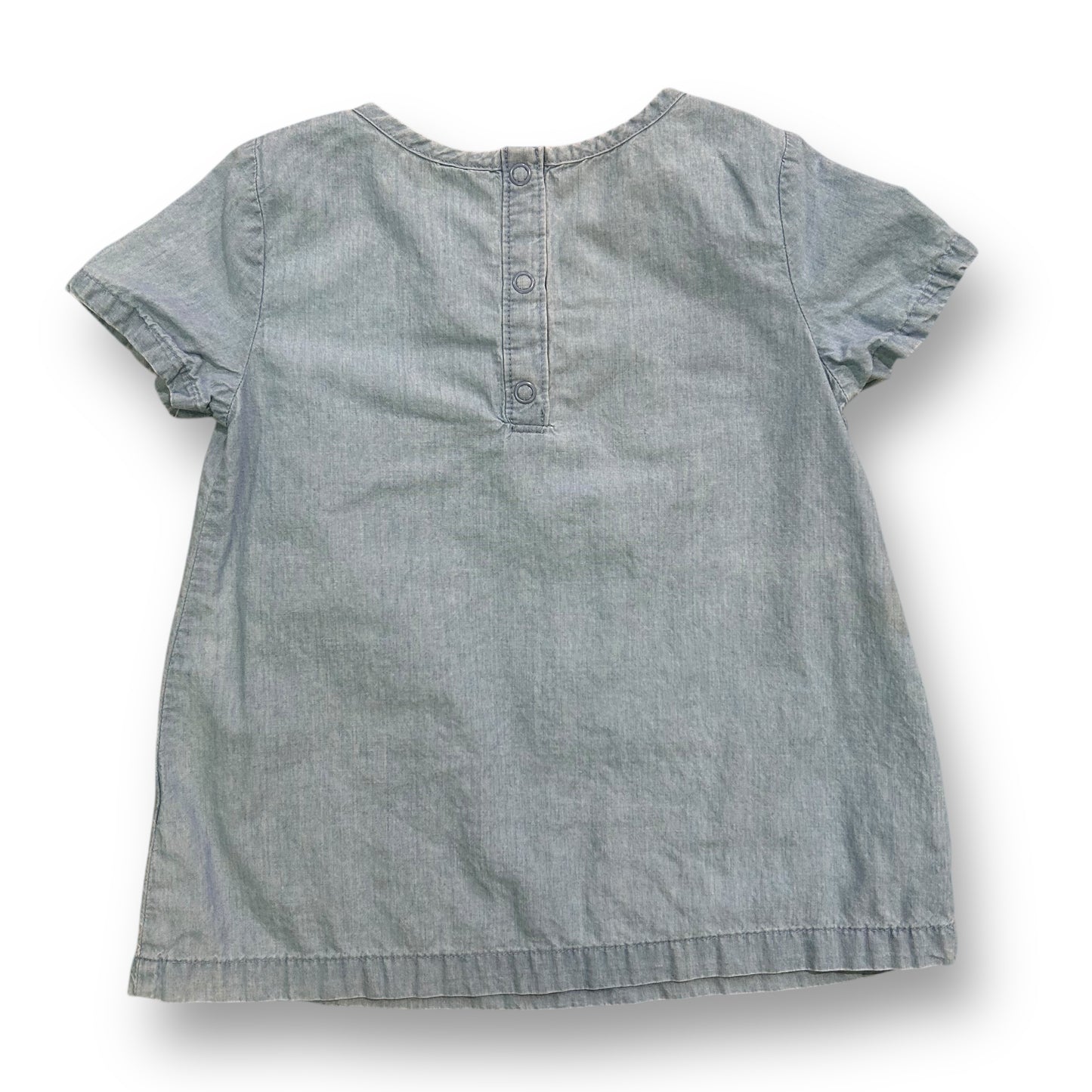 Carter's Size 4T Girls Light Blue Denim Short Sleeve Blouse with Kitty Pockets