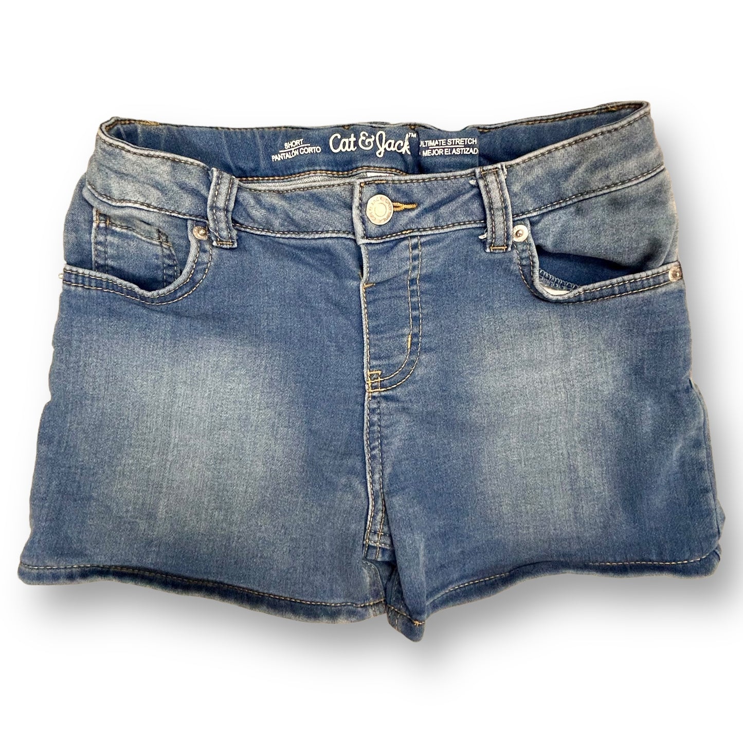 Cat & Jack Girls Size 10/12 Youth Jean Shorts Adjustable Waist Denim