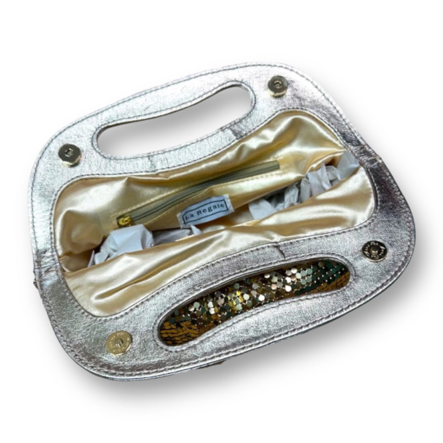 NEW! Women's Designer Clutch Gold Metallic Sequin Mesh Cocktail Party Handbag