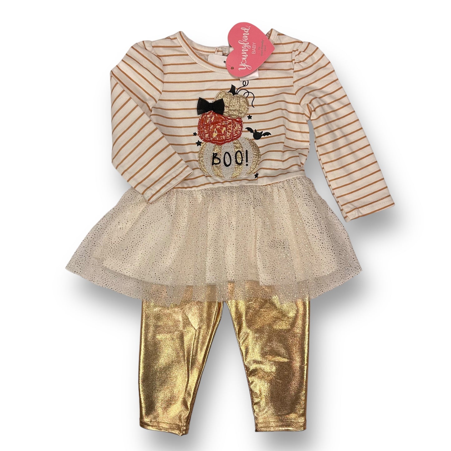 NEW! Girls Size 12 Months Halloween Outfit 2-Piece Tulle Skirted Top and Pants Set