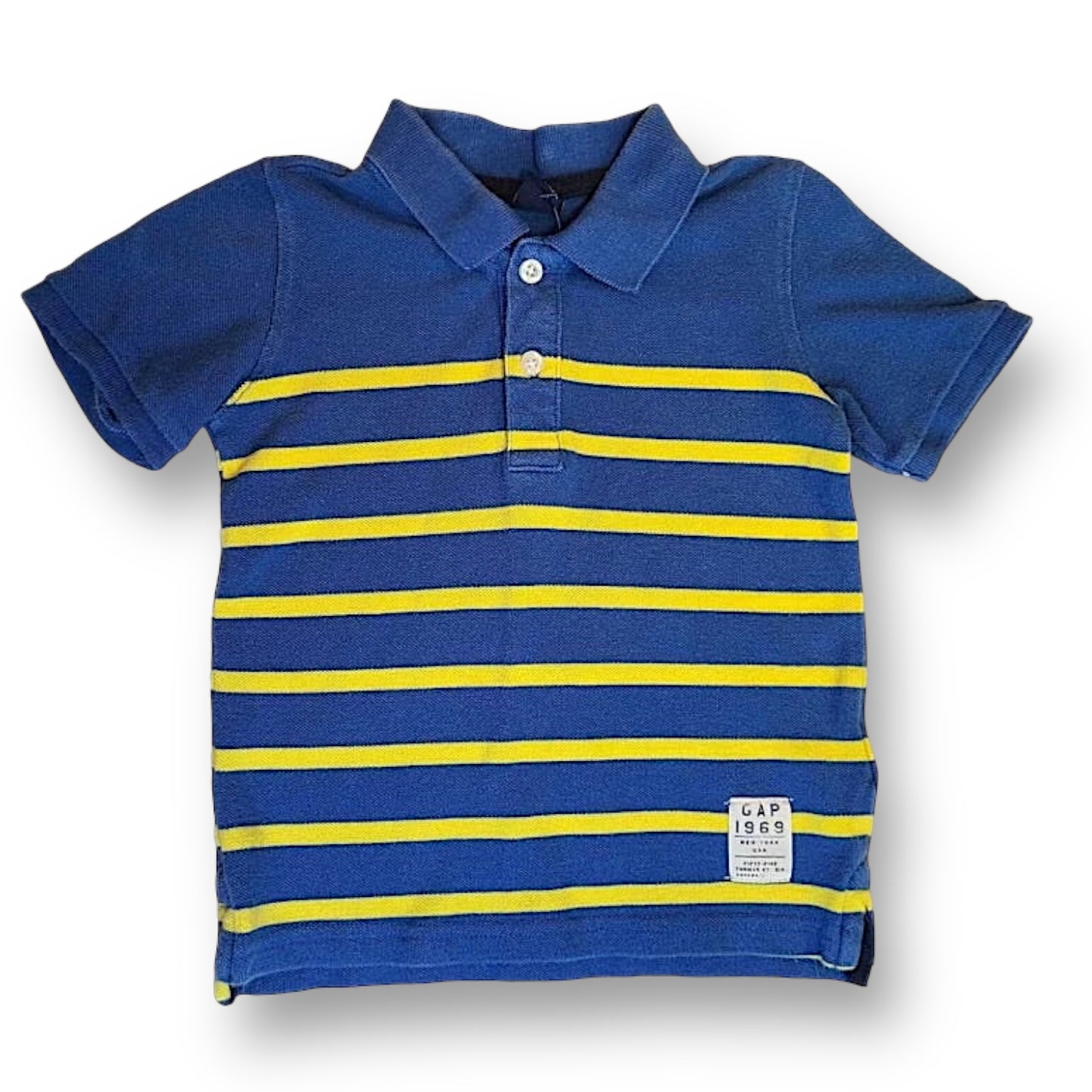 Boys Size 4 Gap Kids Blue Striped Short Sleeve Polo Shirt