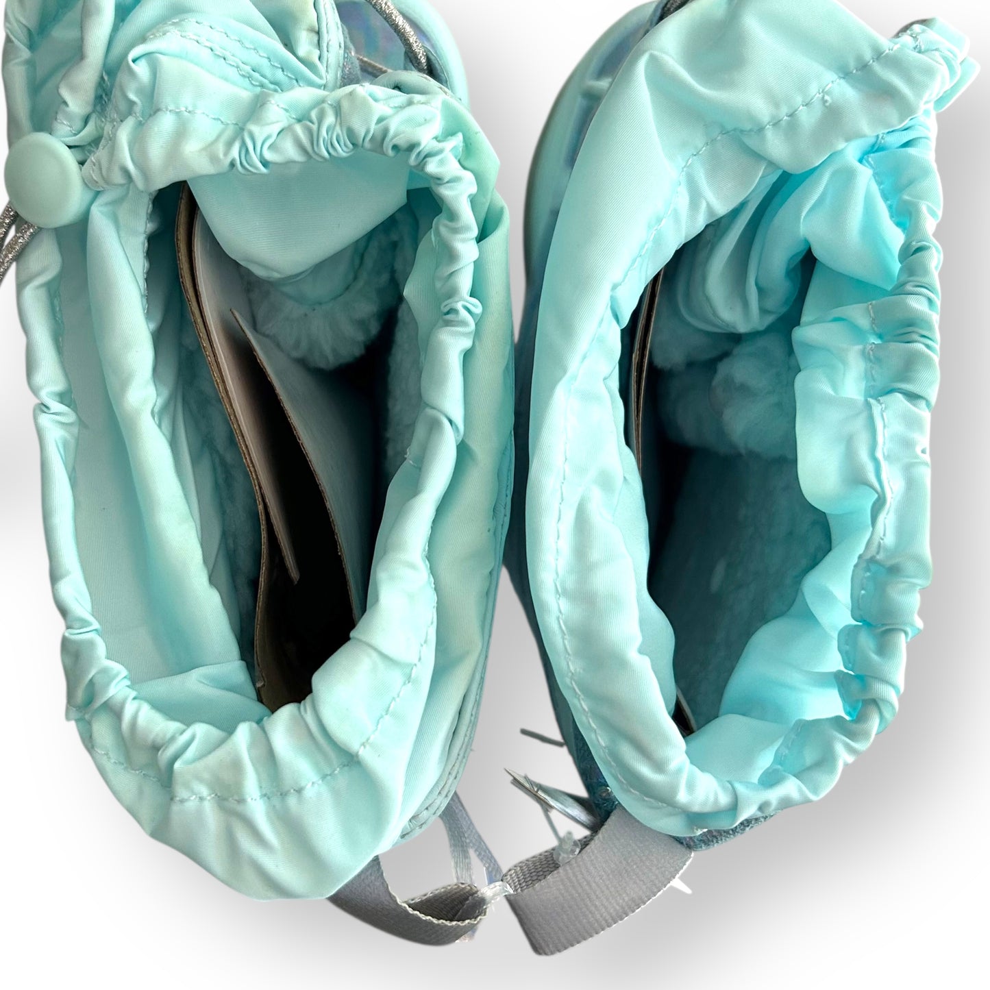 NEW! Lands End Snow Boots Youth Girls Size 4 Aqua Metallic Insulated Ski Boots