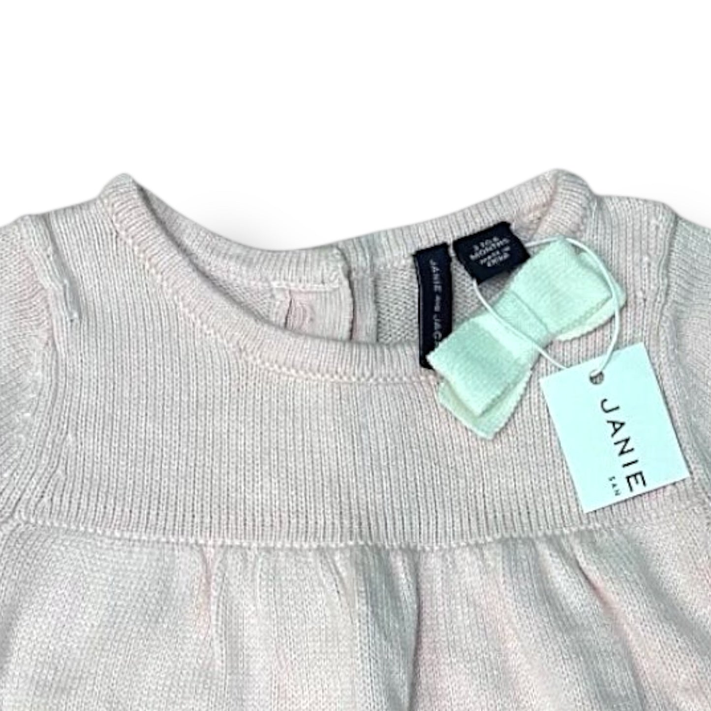 NEW! Janie and Jack Baby Girl Size 3-6 Months Pink and Gray Sweater Dress
