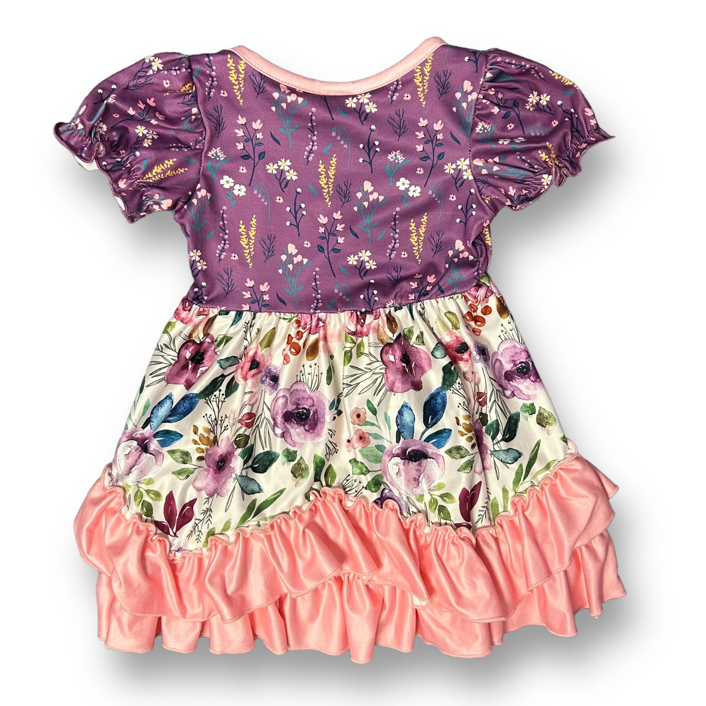 NEW! Boutique Girls Size 2 Pink and Purple Soft Knit Twirl Dress with Buttons