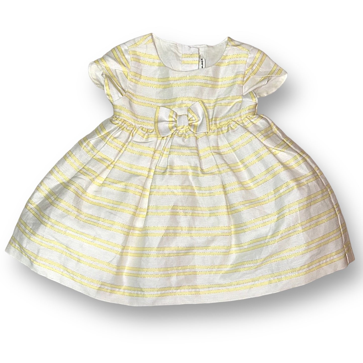 Girls Janie and Jack Size 12-18 Months Yellow Satin Striped Party Dress