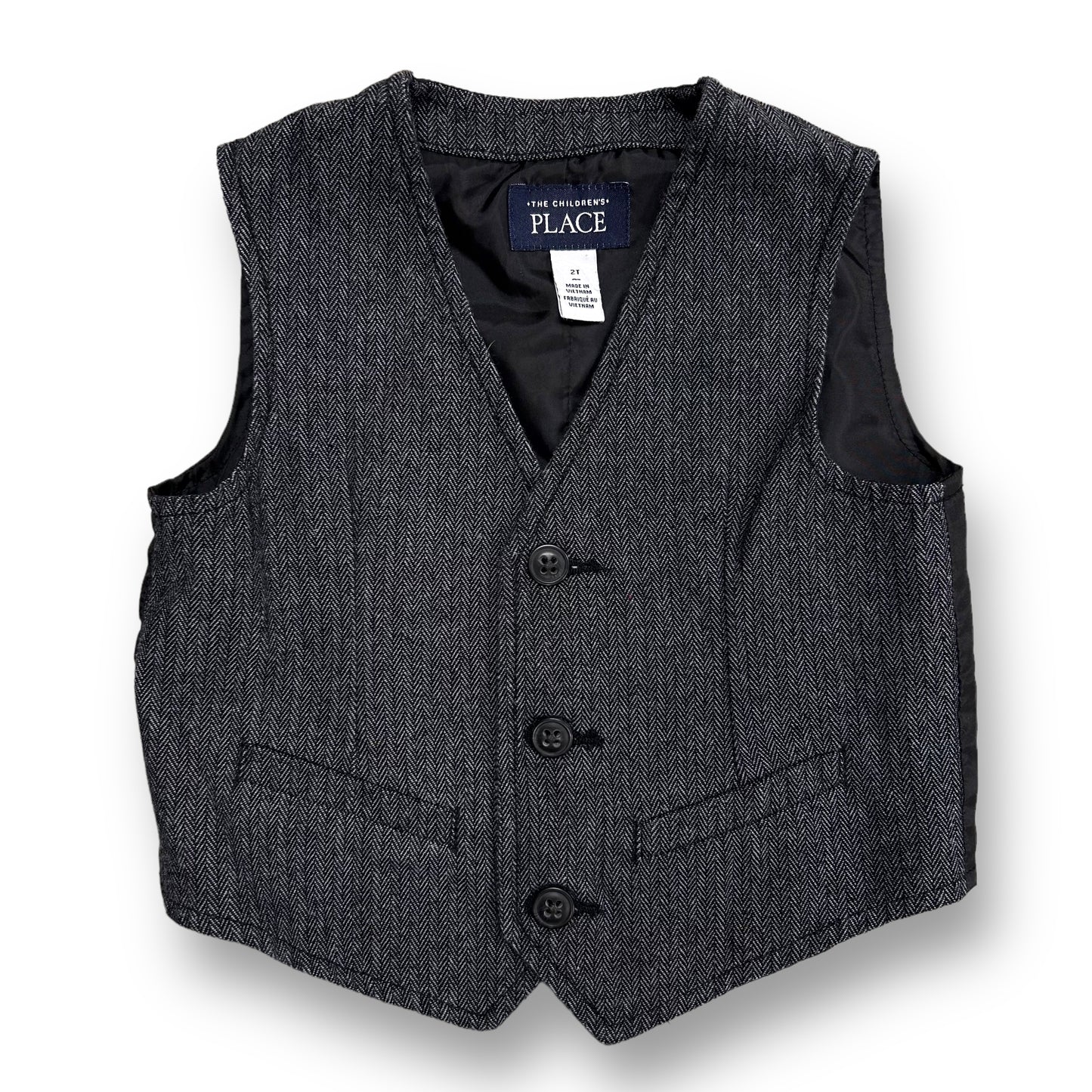 Children's Place Toddler Boys Size 2T Charcoal Gray Formal Suit Vest