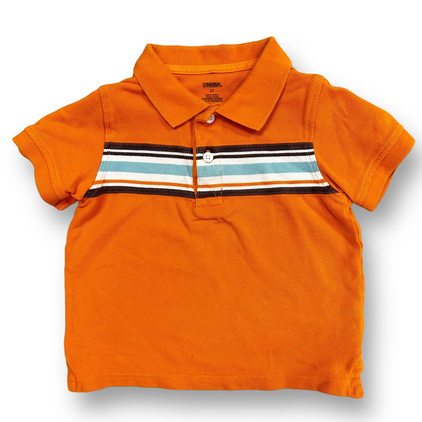 Gymboree Toddler Boys Size 2T Orange Polo Shirt with Stripes