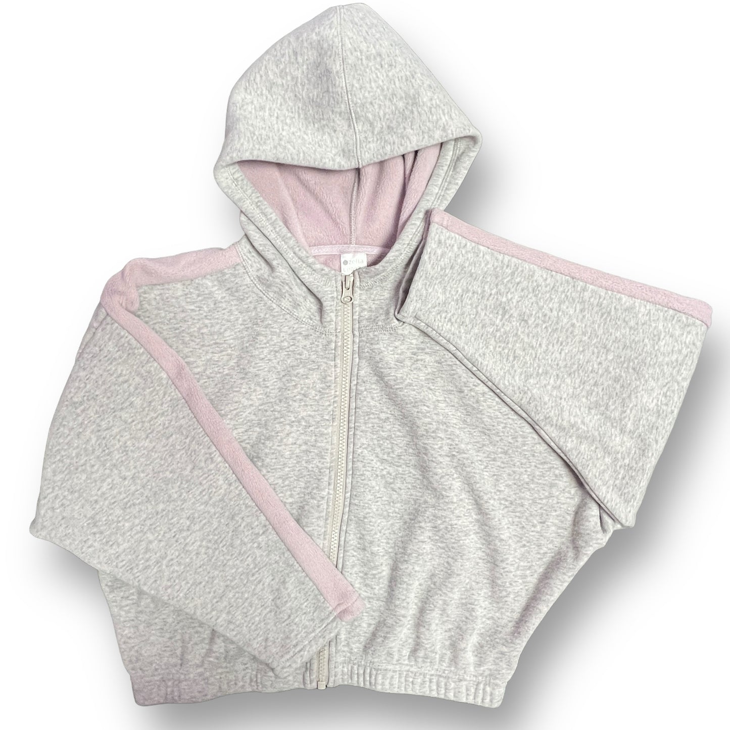 Zella Girl Youth Size 10/12 Gray Full Zip Sweatshirt Athletic Cropped Hoodie