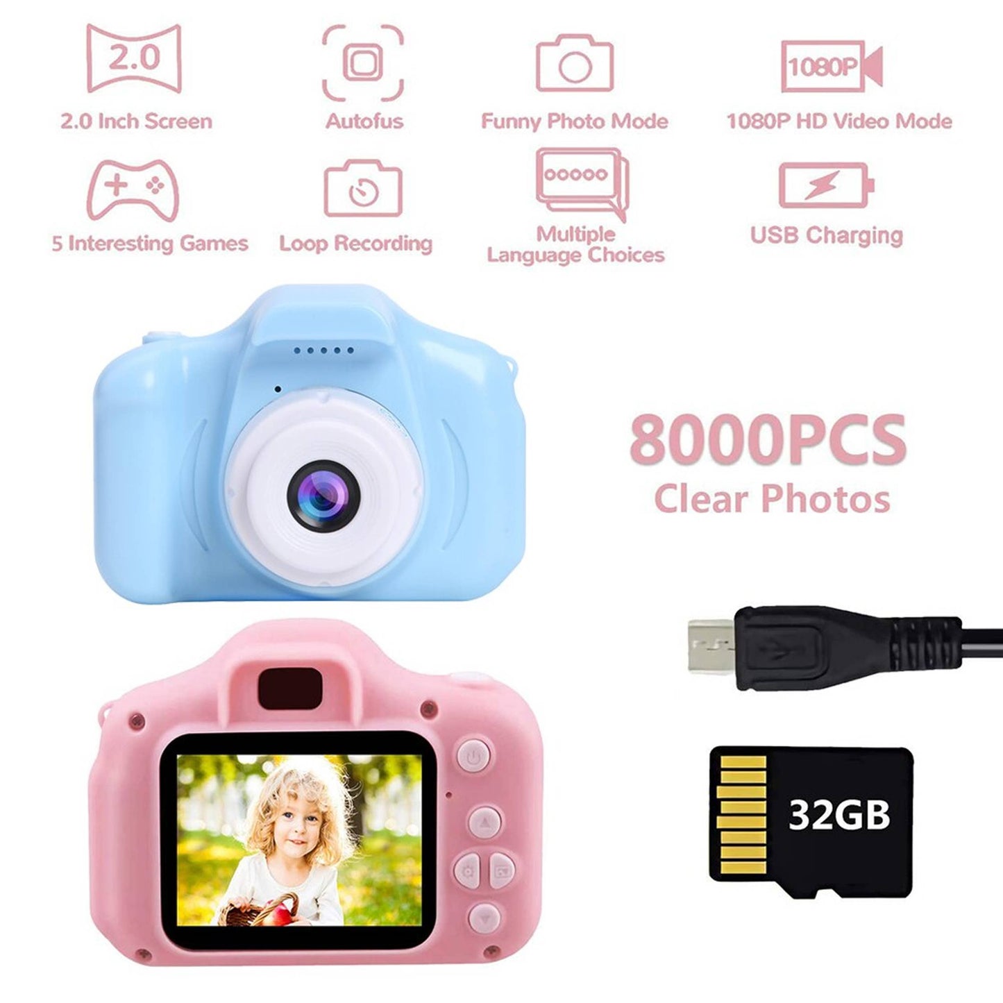 NEW! Kids Digital Video Recorder Camera, Pink
