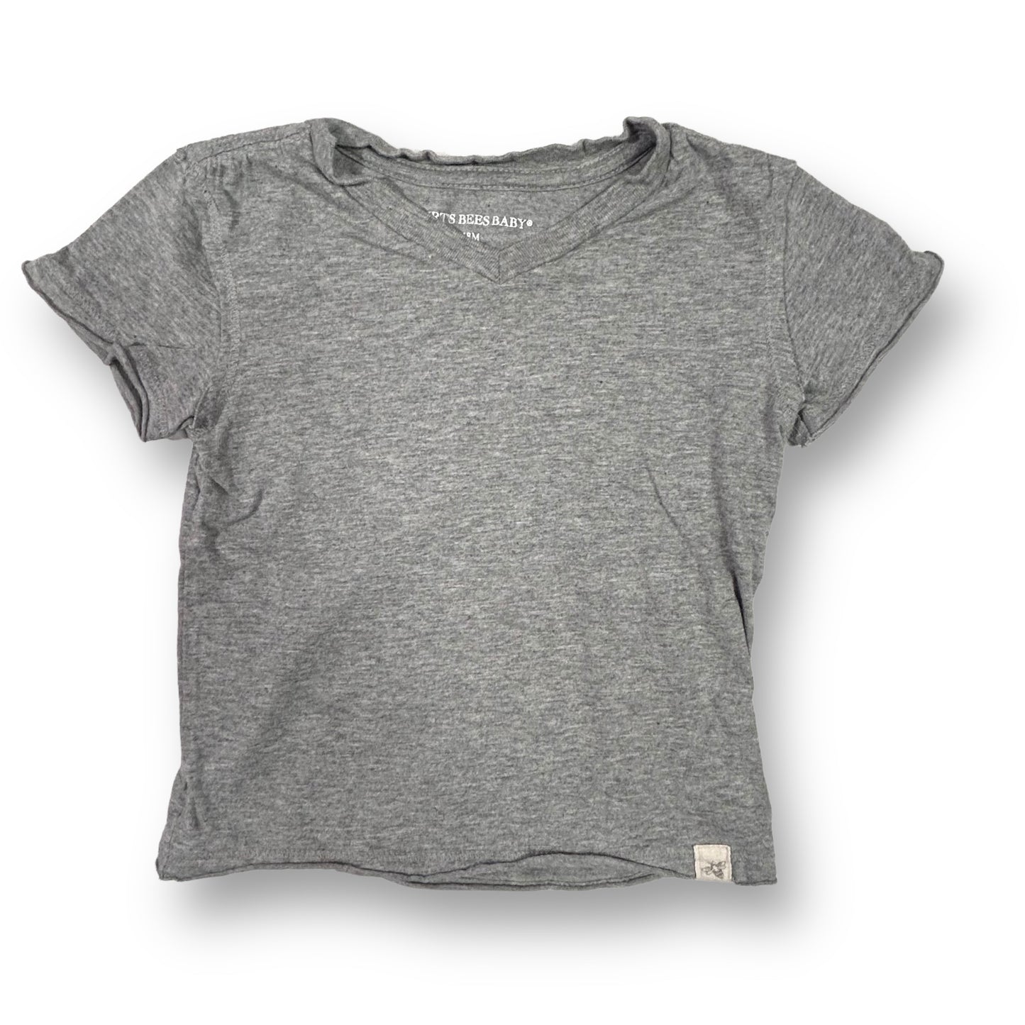 Burt's Bees Toddler Size 18 Months Gray Shirt Organic Cotton V-Neck Tee