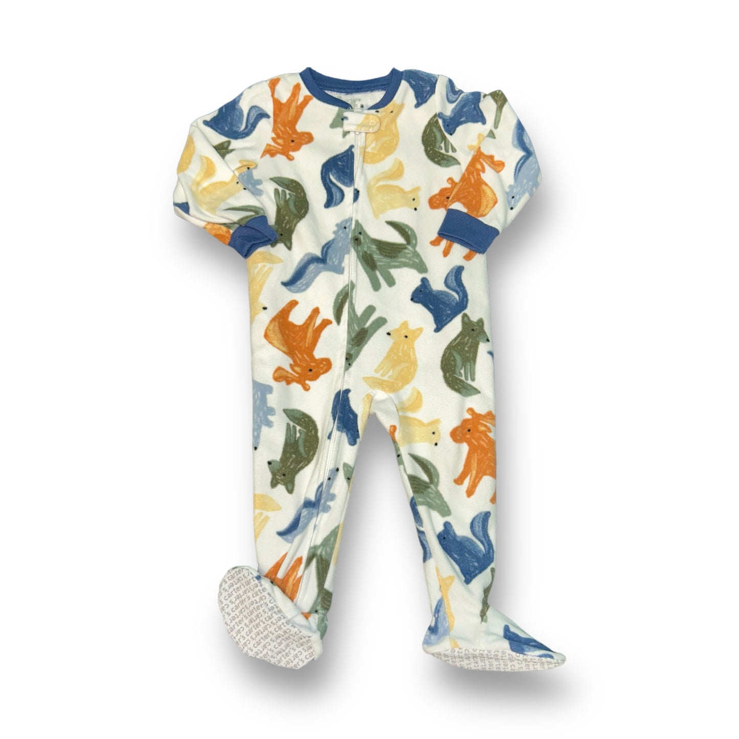 Carter's Boys Size 24 Months Animal Print Full Zip Fleece Toddler Footie Pajamas