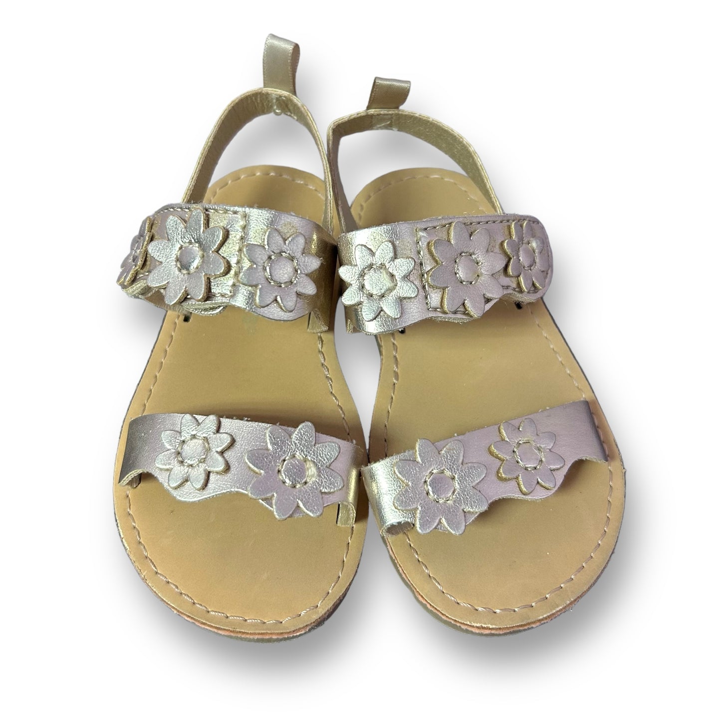 Carter's Toddler Girls Size 6 Gold Faux Leather Sandals with Flower Accents