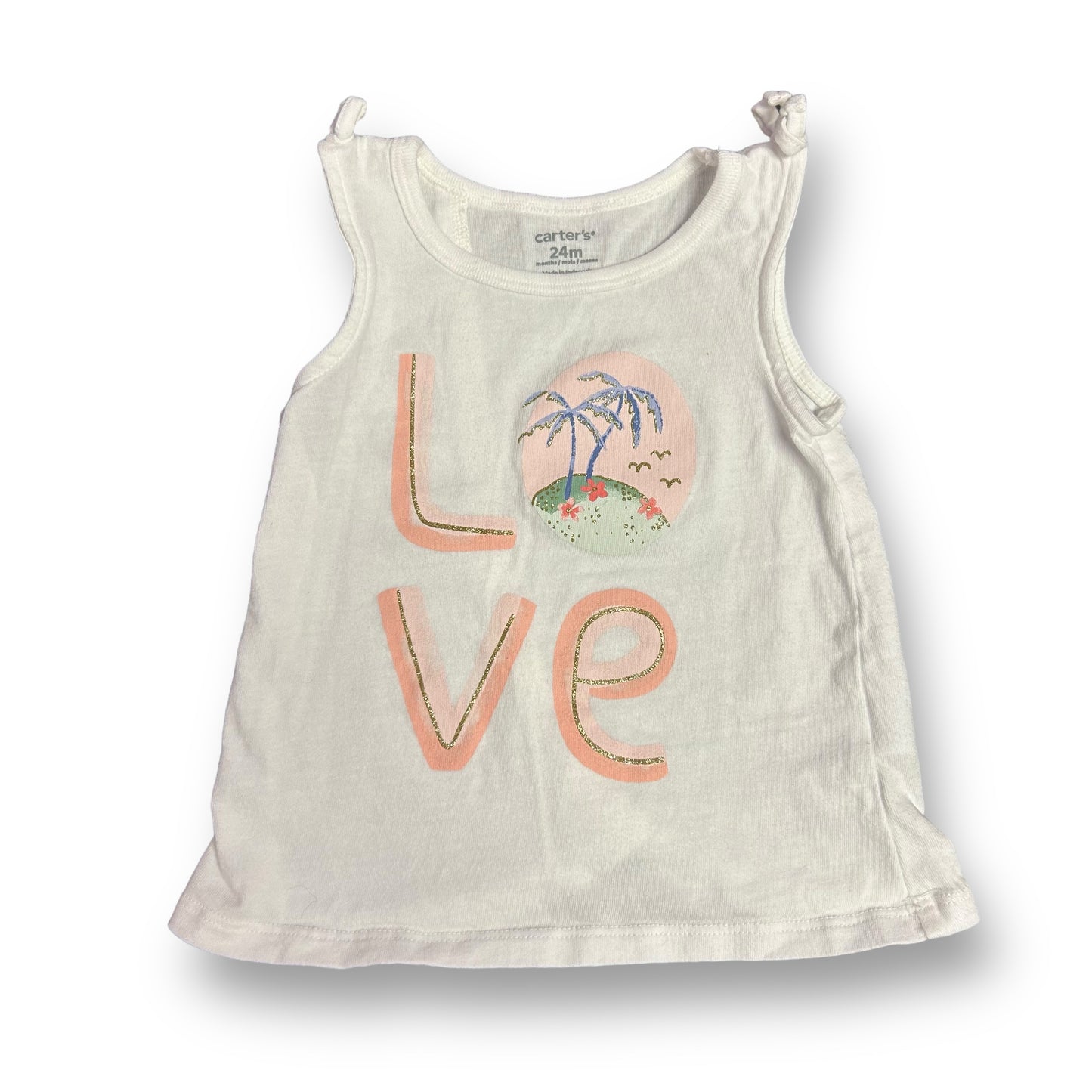 Carter's Girls Size 24 Months White Sleeveless Shirt Beach Tank Top