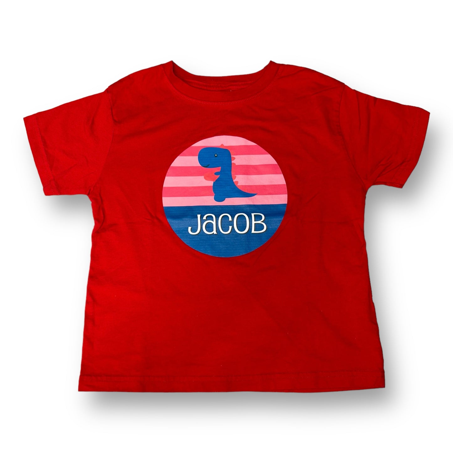Boys Size 5/6 Personalized Name Red Short Sleeve Jacob Shirt