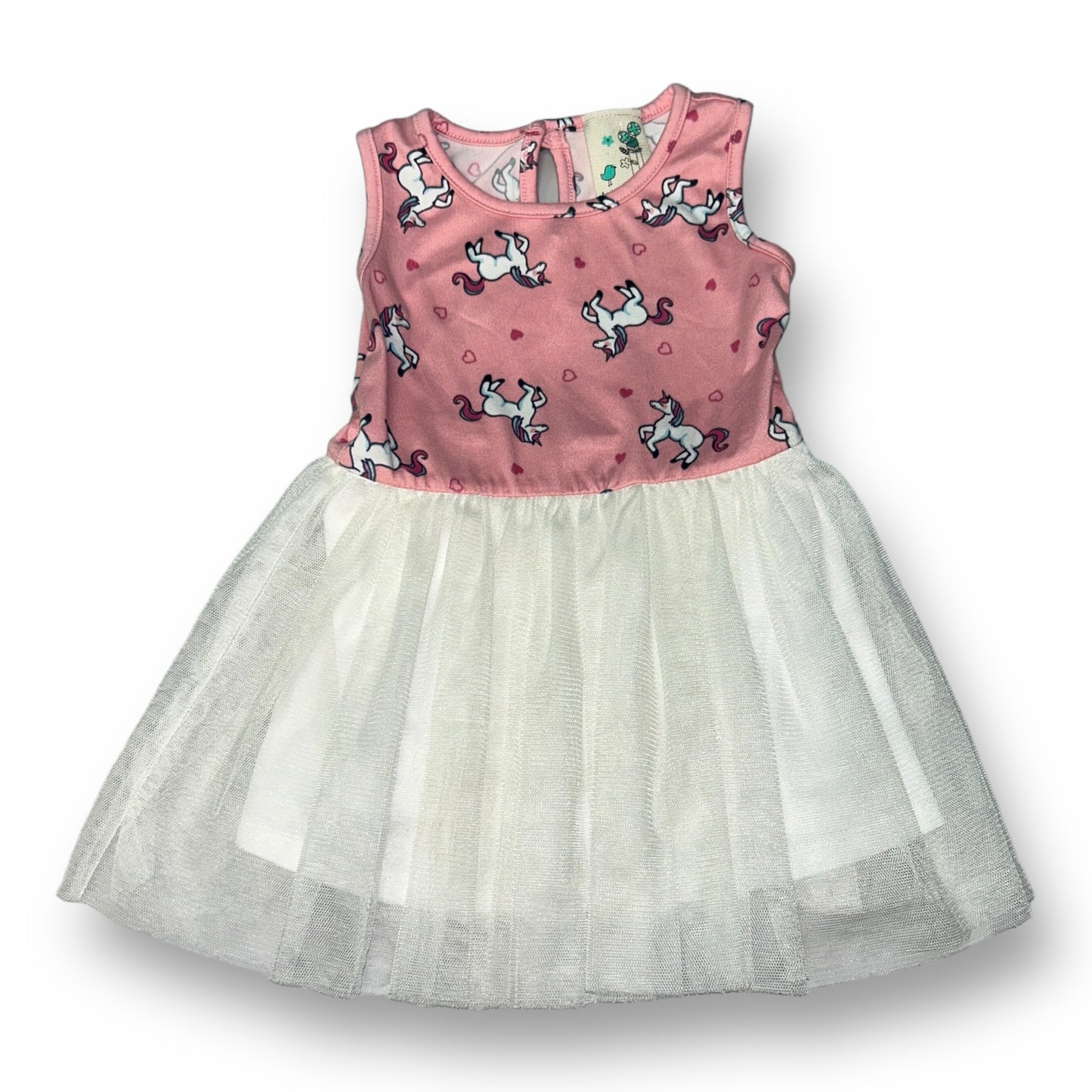 Lily Bleu Girls Size 12 Months Tutu Dress Pink Unicorn Tulle Overlay Sundress