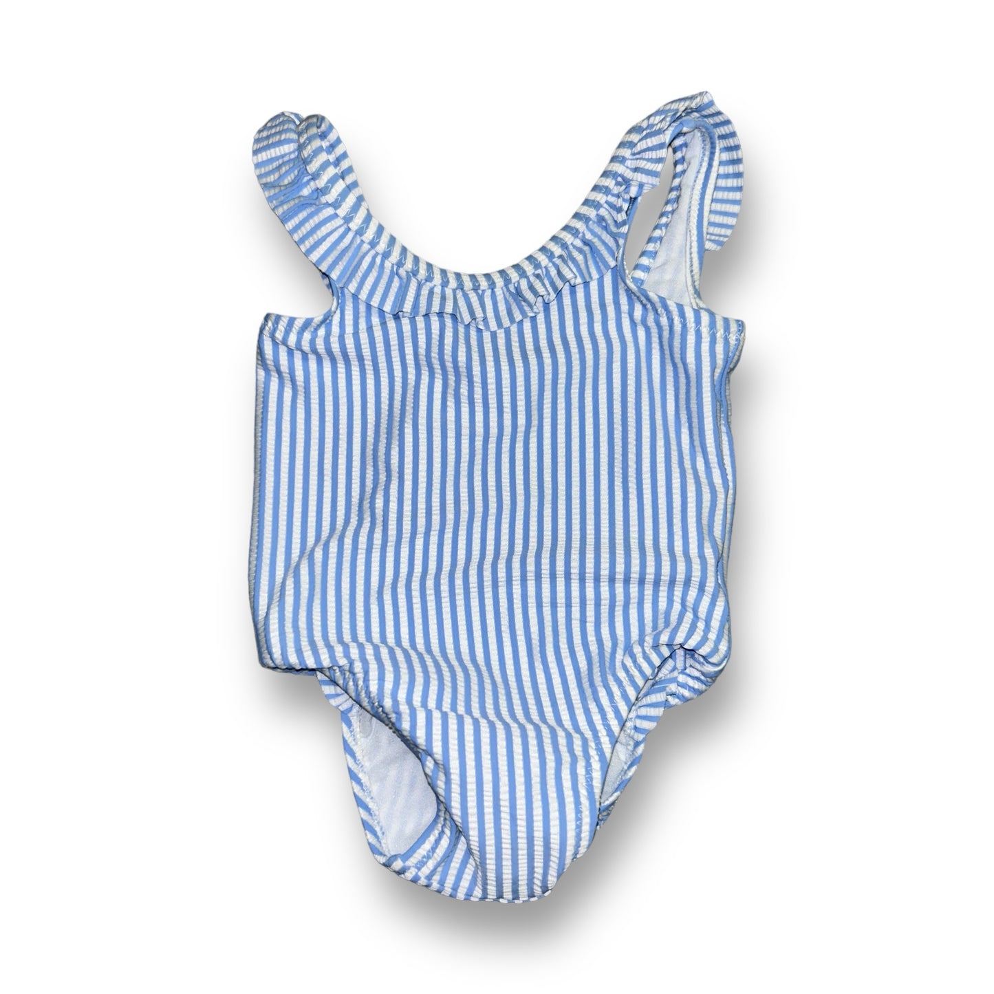 Old Navy Baby Girl Size 3-6 Months Bathing Suit Blue & White Striped Swimwear