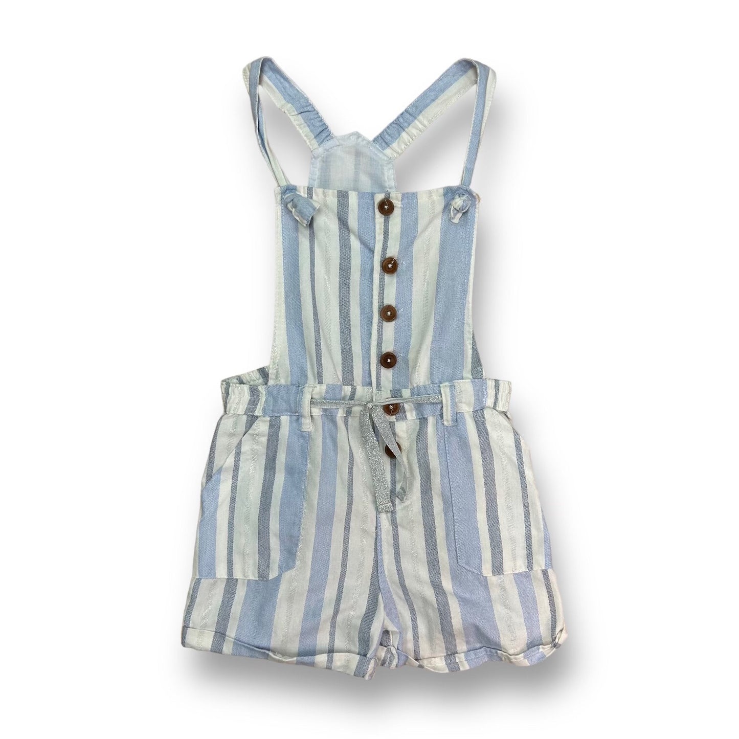 Jessica Simpson Youth Size 14 Girls Blue & White Boho Overall Shorts