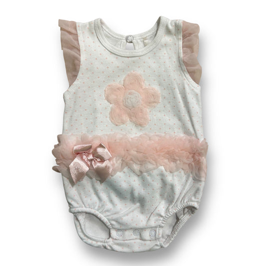 Kyle & Deena Girls Size 6-9 Months Romper Pink & White Tulle Ruffle One Piece