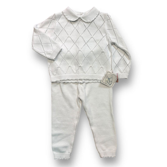 NEW! Dani Girls White Sweater Outfit Size 18 Months with Silk Rosette Accents