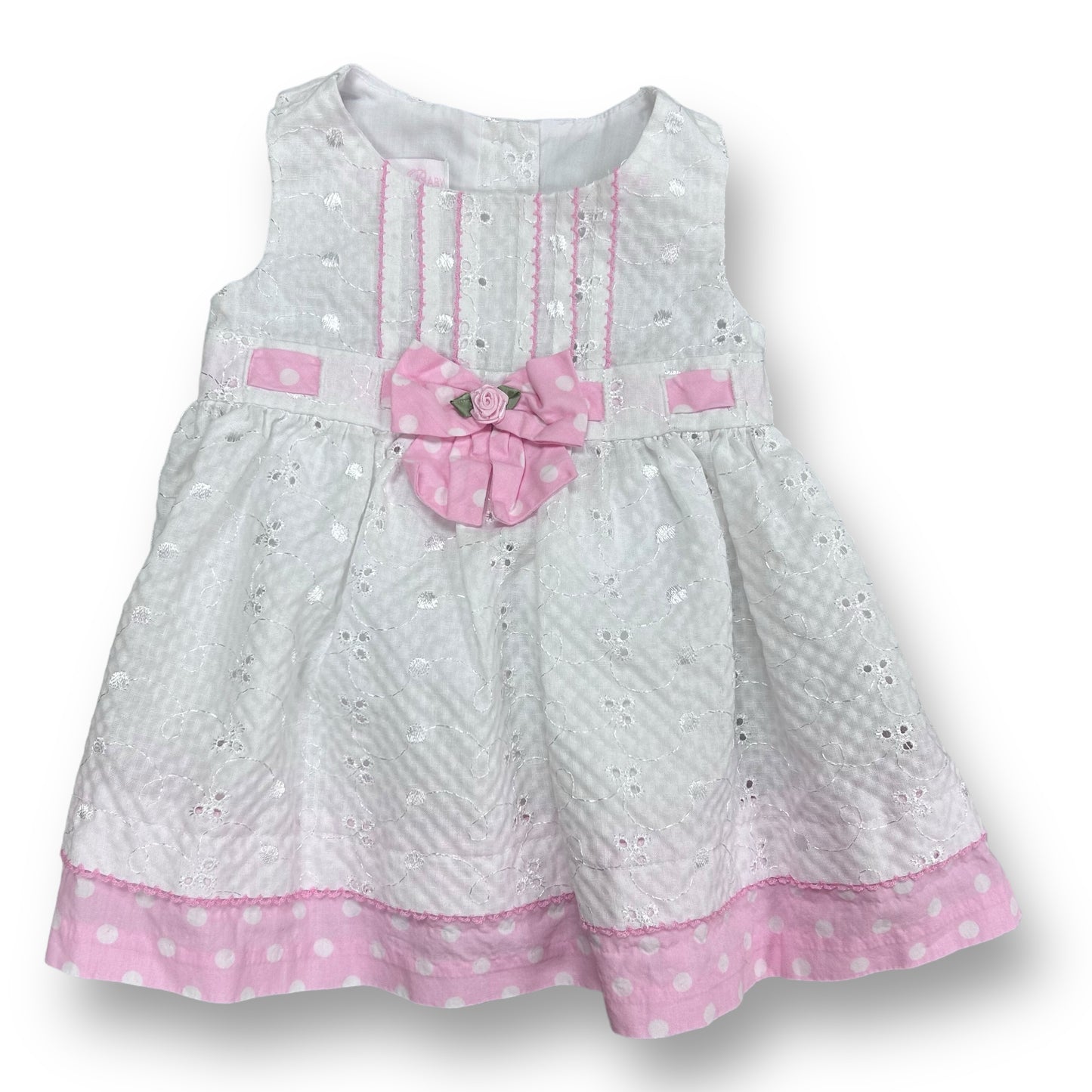 Baby Girl Size 6-9 Months Collection of 4 Pink, Silver, and Blue Dresses
