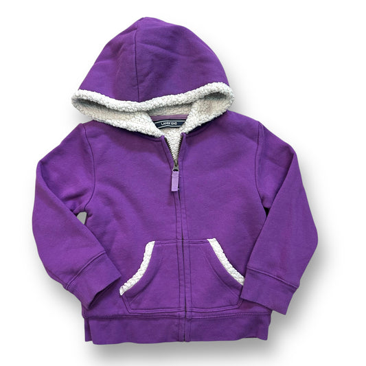 Lands End Girls Jacket Size 4 Sherpa Fleece Lined Full Zip Hoodie with Pockets