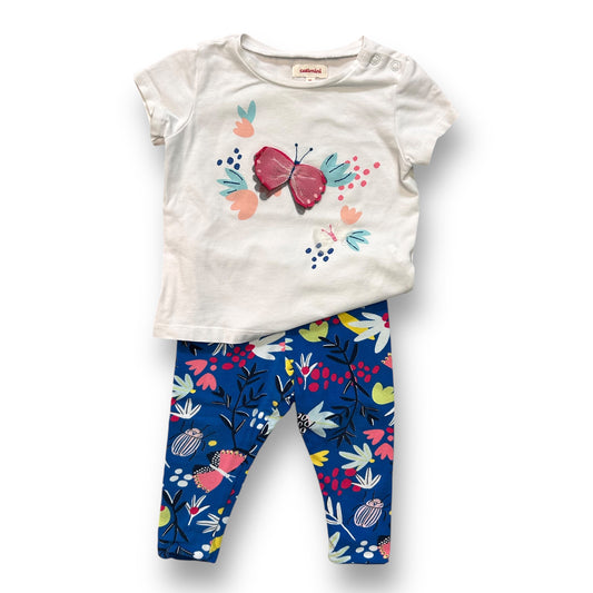 Catimini Girls Boutique Outfit Size 12 Months Butterfly Short Sleeve Pants Set