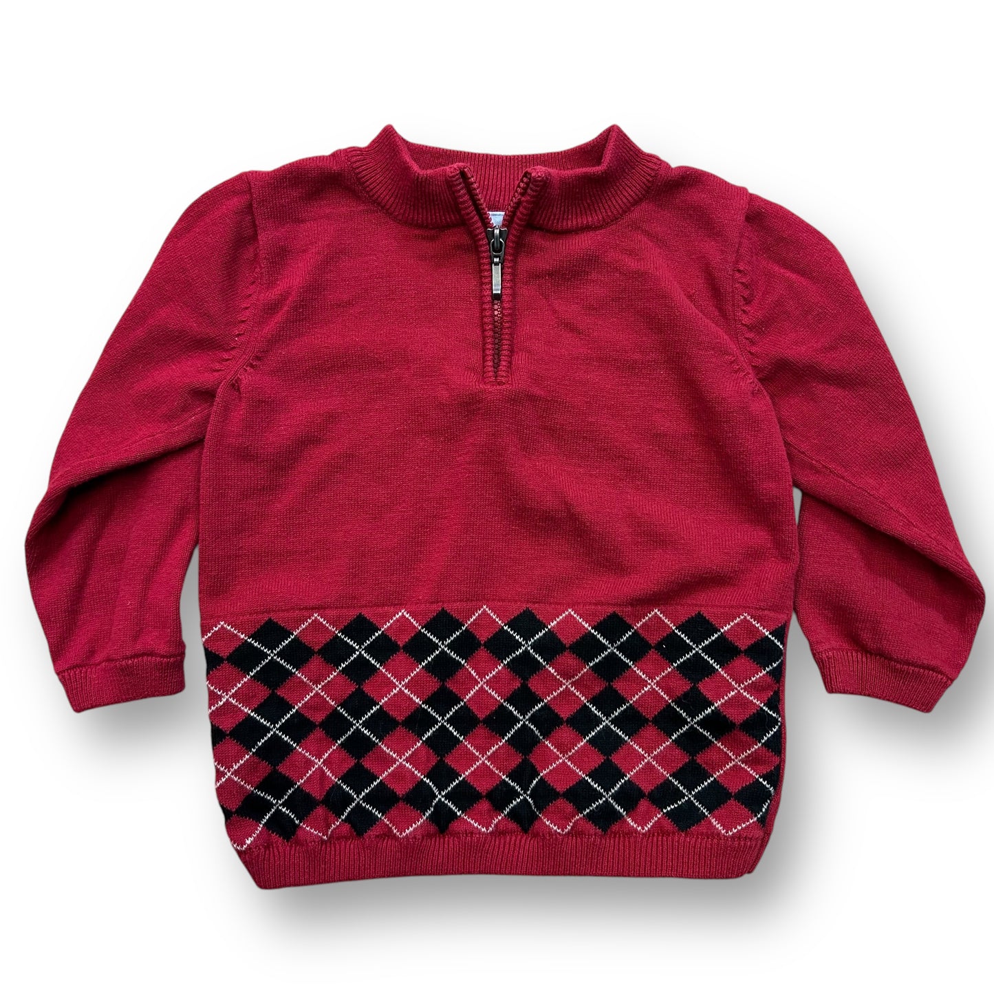 Cuddle Bear Baby Boy Size 12 Months Red Sweater Quarter Zip Knit Pullover