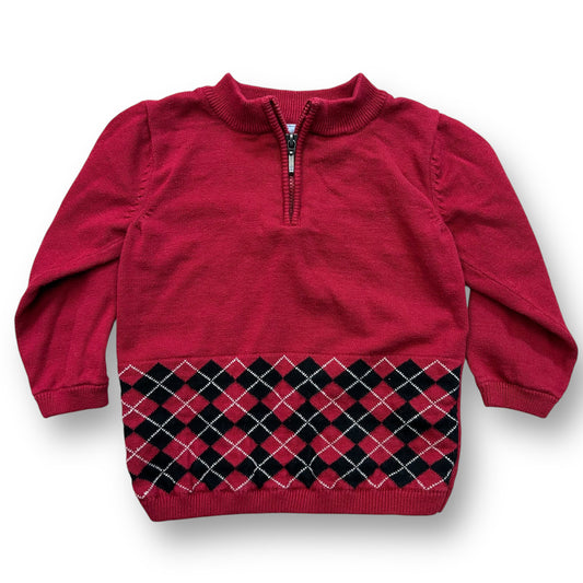 Cuddle Bear Baby Boy Size 12 Months Red Sweater Quarter Zip Knit Pullover
