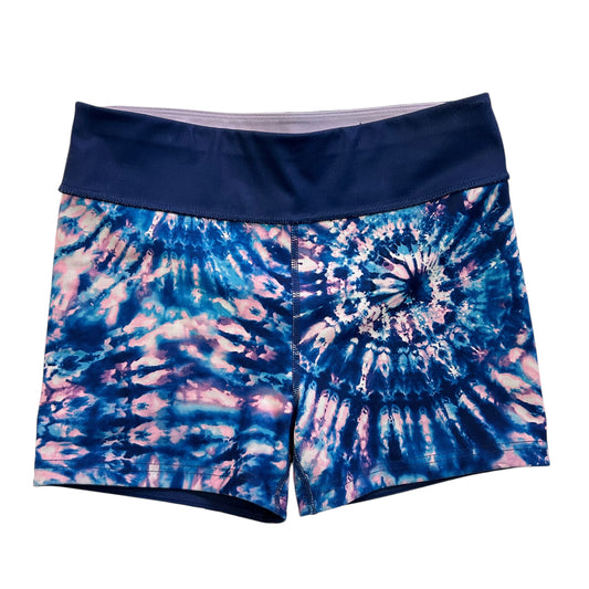 Girls Size 10/12 Youth Shorts Blue & Purple Tie Dye Spandex