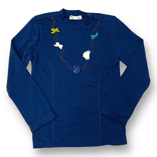 Eliane et Lena Girls Size 4 Dark Blue Embellished Boutique Top