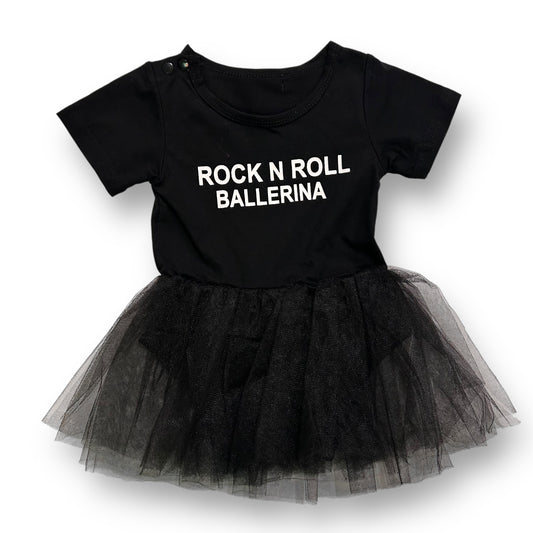 Girls Size 12 Months Black Tulle Overlay Dress Rock N Roll Ballerina Romper