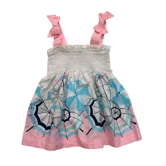 Janie and Jack Girls Size 3-6 Months Smocked Sunbrella Dress with Bows