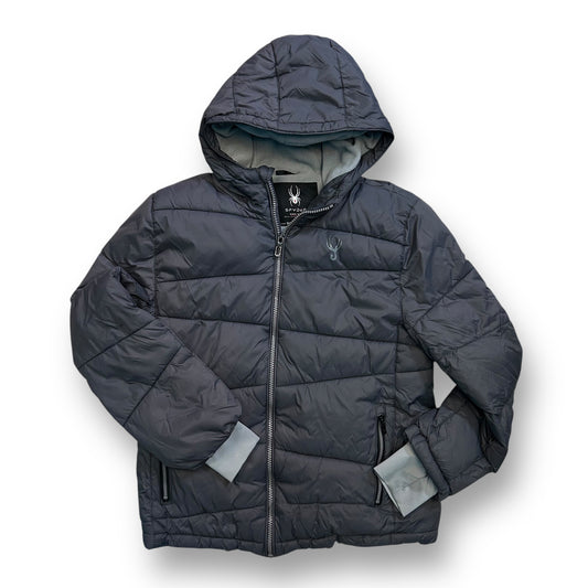 Spyder Puffer Jacket Youth Boys Size 10/12 YMD Gray Winter Coat