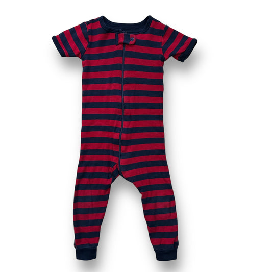 Footless Pajamas Boys Size 12-18 Months Navy and Red Full Zip PJ's