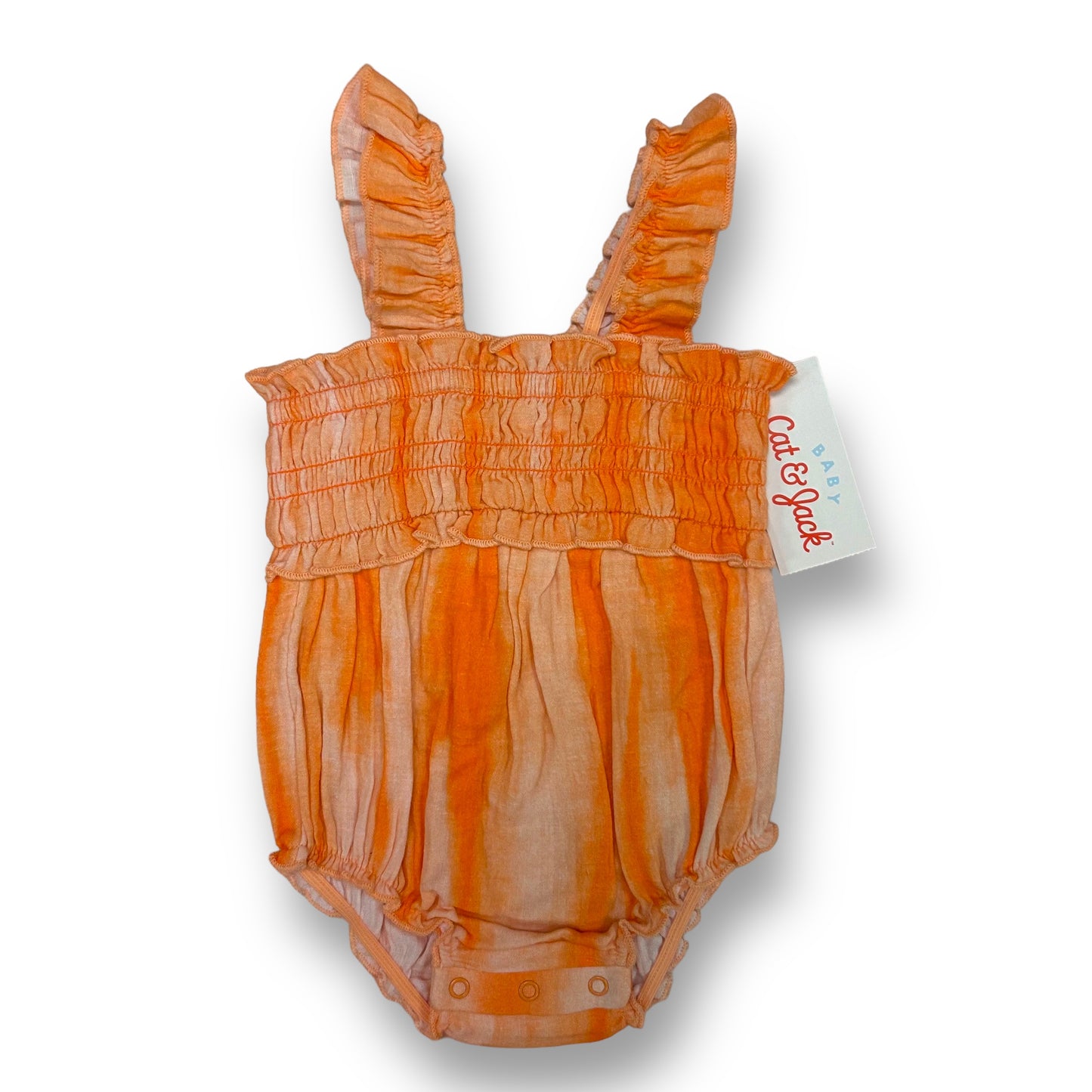 NEW! Cat & Jack Size Baby Girl 0-3 Months Orange Snap Bottom Summer Romper