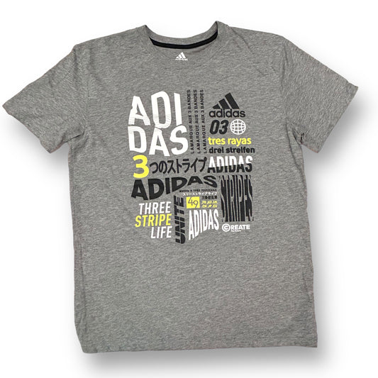 Adidas Youth Boy Size 18/20 Athletic Gray Short Sleeve Tee Shirt