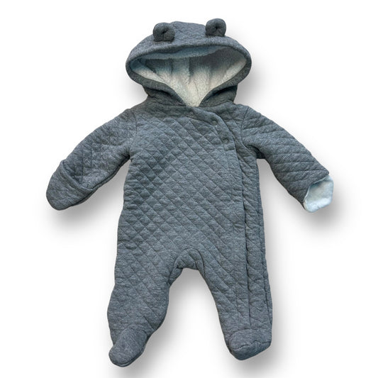 Carter's Newborn Boys Outerwear Gray Quilted Snap-Up Sherpa Teddy Hood Bunting